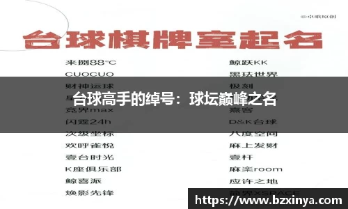 台球高手的绰号：球坛巅峰之名